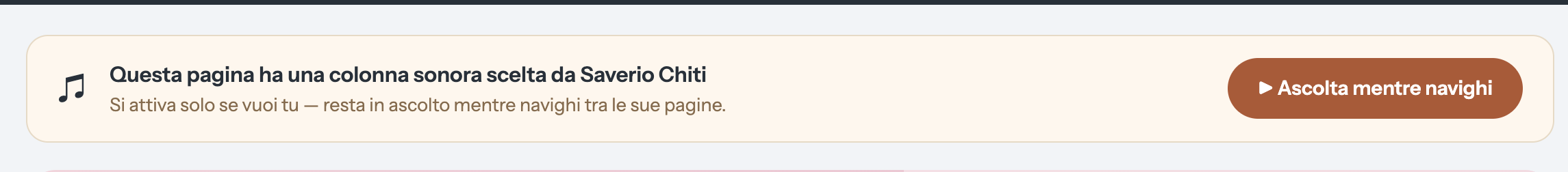 Banner del lettore musicale della pagina autore