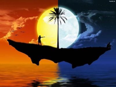 Sole tramonta Luna sorge