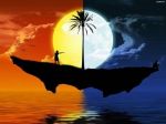 Sole tramonta Luna sorge